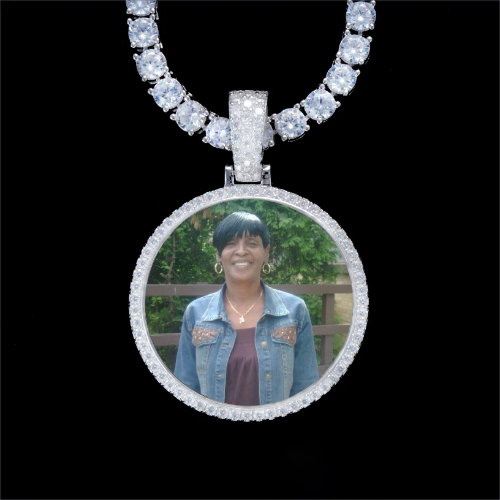 925S & VVS Moissanite 3D Circle Custom Picture Pendant