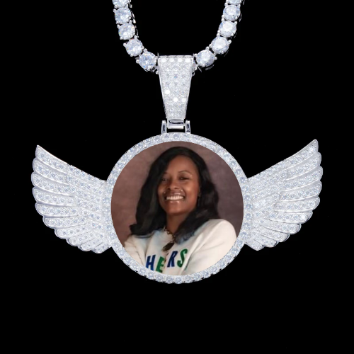 925S & VVS Moissanite 3D Wing Custom Picture Pendant