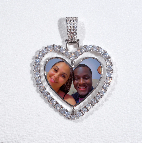 3D Spinning 2-Faced Heart Custom Picture Pendant
