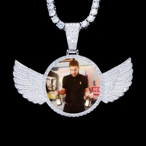 925S & VVS Moissanite 3D Wing Custom Picture Pendant