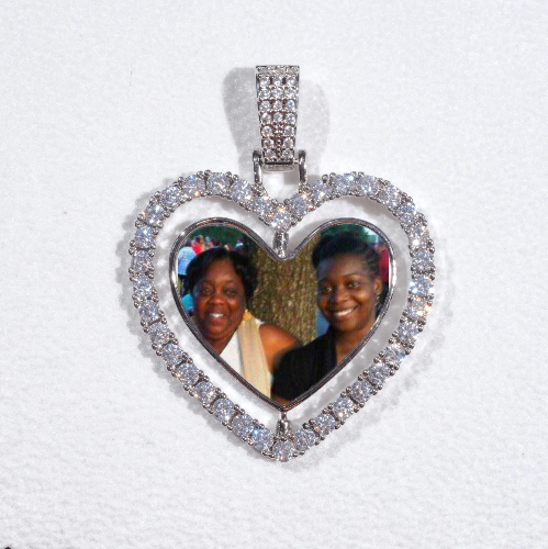 3D Spinning 2-Faced Heart Custom Picture Pendant