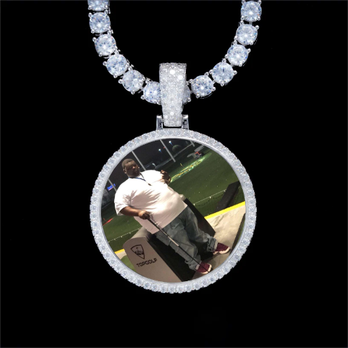 925S & VVS Moissanite 3D Circle Custom Picture Pendant