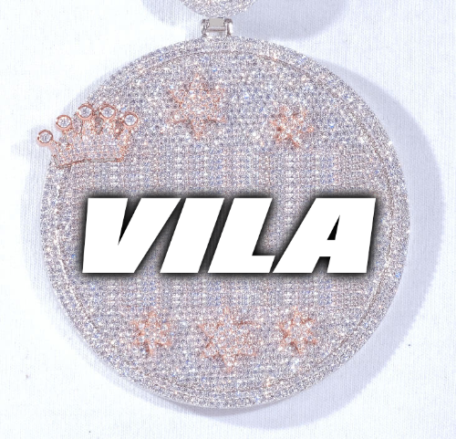 CUSTOM LETTER NECKLACE 3D BIG CROWN DISC