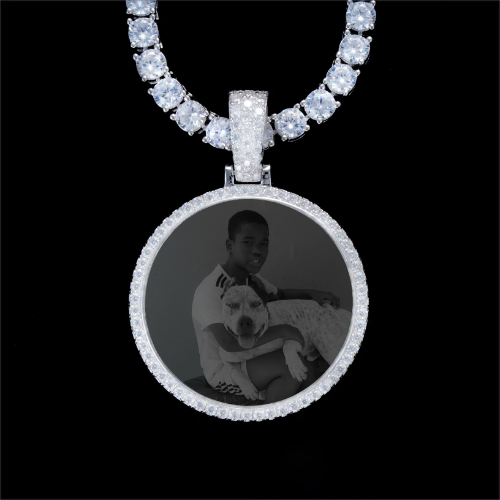 925S & VVS Moissanite 3D Circle Custom Picture Pendant