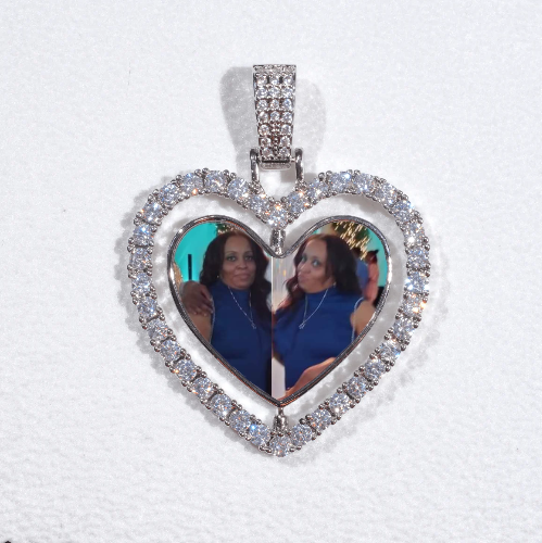 3D Spinning 2-Faced Heart Custom Picture Pendant