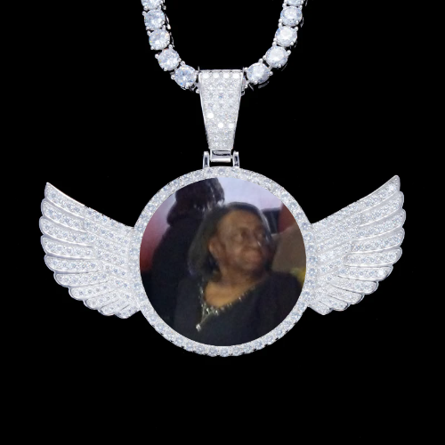 925S & VVS Moissanite 3D Wing Custom Picture Pendant