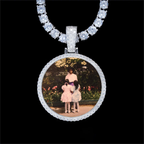 925S & VVS Moissanite 3D Circle Custom Picture Pendant