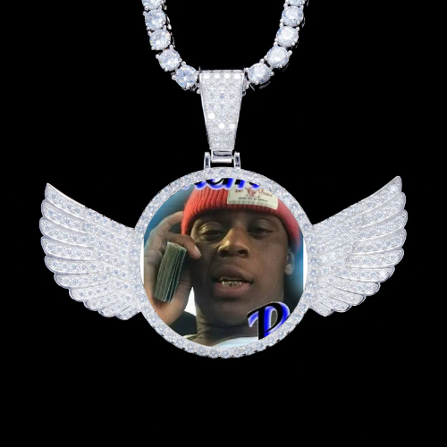 925S & VVS Moissanite 3D Wing Custom Picture Pendant