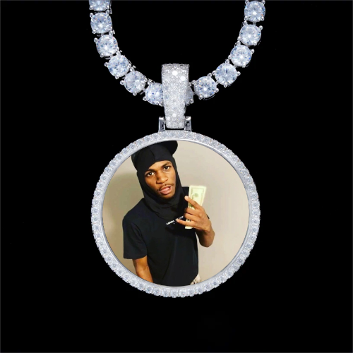 925S & VVS Moissanite 3D Circle Custom Picture Pendant