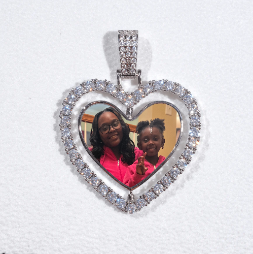 3D Spinning 2-Faced Heart Custom Picture Pendant
