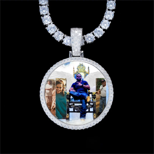 925S & VVS Moissanite 3D Circle Custom Picture Pendant