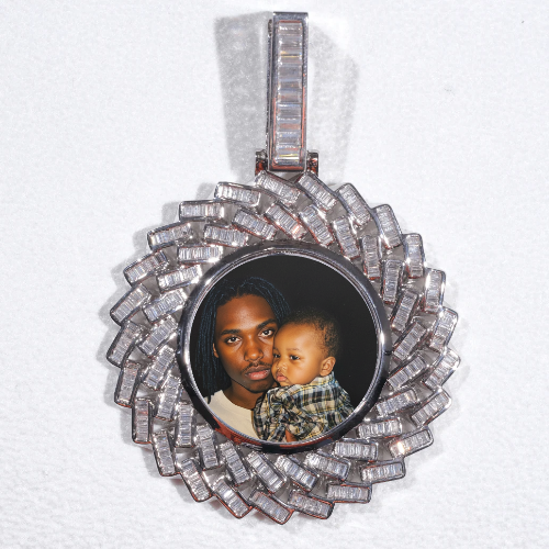 Large 3D Baguette Custom Picture Pendant