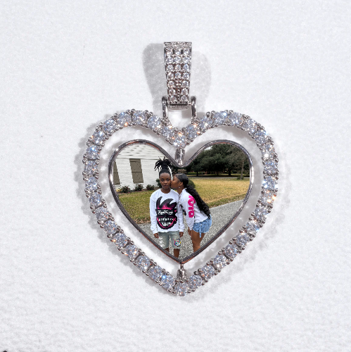 3D Spinning 2-Faced Heart Custom Picture Pendant