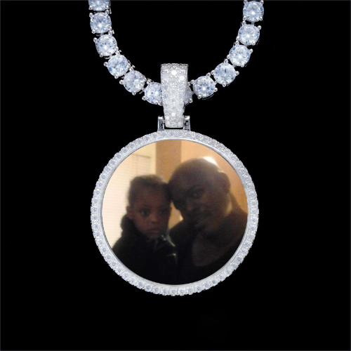 925S & VVS Moissanite 3D Circle Custom Picture Pendant