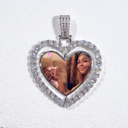 3D Spinning 2-Faced Heart Custom Picture Pendant