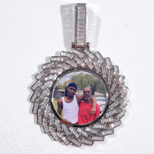 Large 3D Baguette Custom Picture Pendant