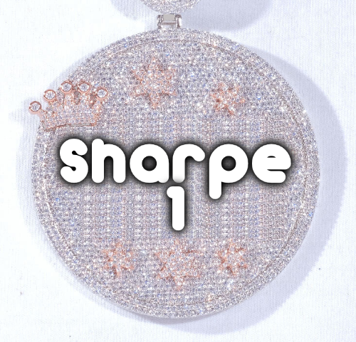 CUSTOM LETTER NECKLACE 3D BIG CROWN DISC