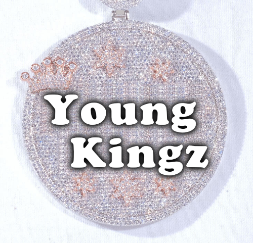 CUSTOM LETTER NECKLACE 3D BIG CROWN DISC