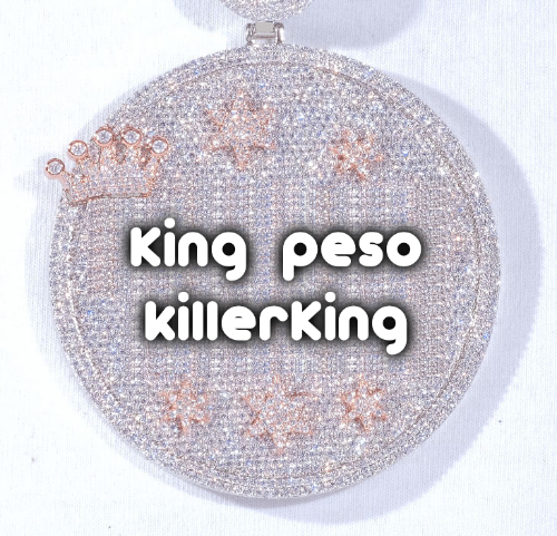 CUSTOM LETTER NECKLACE 3D BIG CROWN DISC