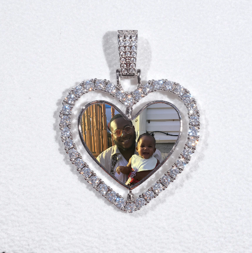 3D Spinning 2-Faced Heart Custom Picture Pendant