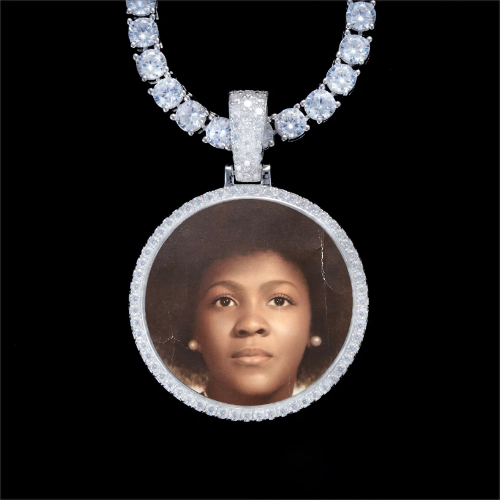 925S & VVS Moissanite 3D Circle Custom Picture Pendant