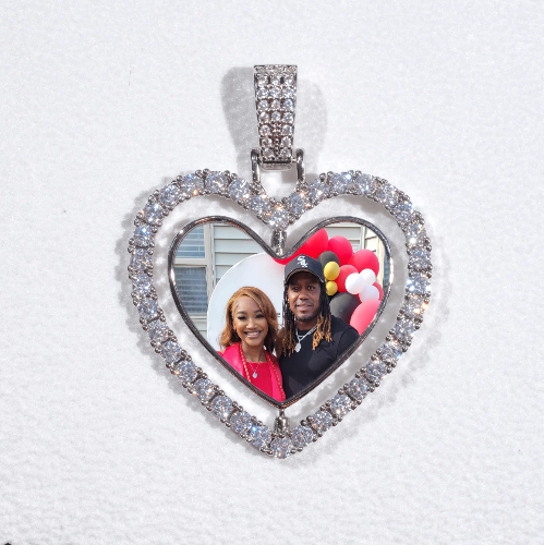 3D Spinning 2-Faced Heart Custom Picture Pendant
