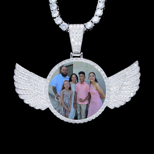 925S & VVS Moissanite 3D Wing Custom Picture Pendant