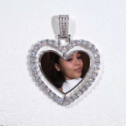 3D Spinning 2-Faced Heart Custom Picture Pendant
