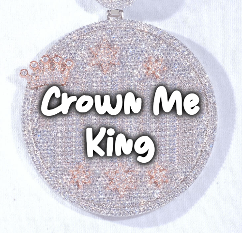 CUSTOM LETTER NECKLACE 3D BIG CROWN DISC
