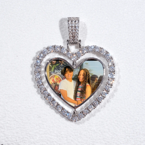 3D Spinning 2-Faced Heart Custom Picture Pendant
