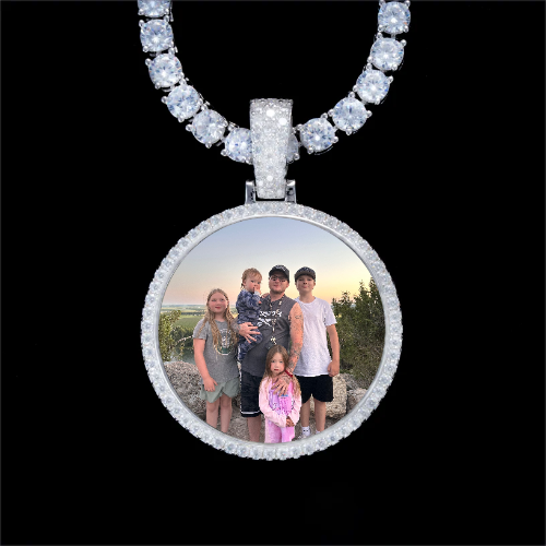 925S & VVS Moissanite 3D Circle Custom Picture Pendant