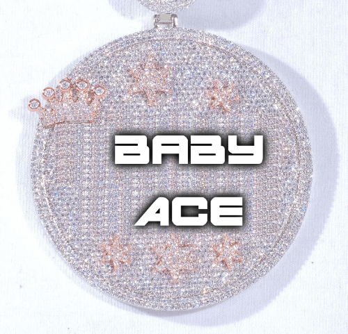 CUSTOM LETTER NECKLACE 3D BIG CROWN DISC