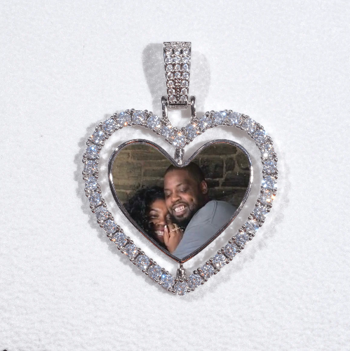 3D Spinning 2-Faced Heart Custom Picture Pendant