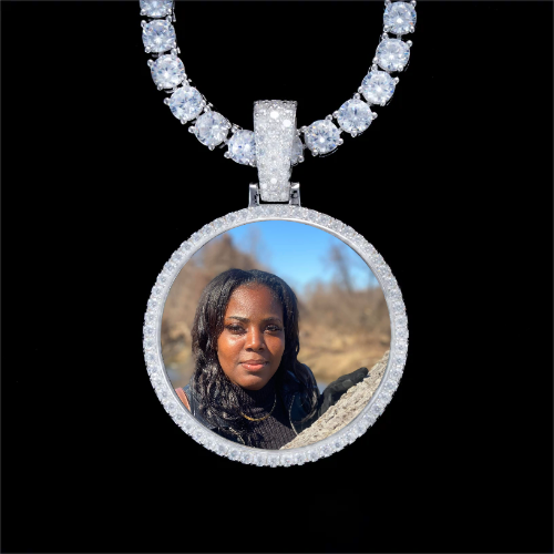 925S & VVS Moissanite 3D Circle Custom Picture Pendant