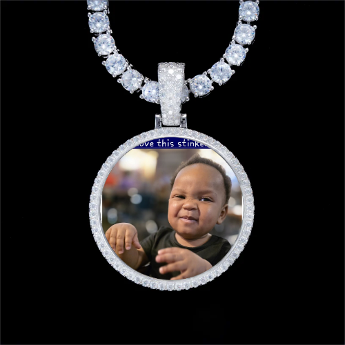 925S & VVS Moissanite 3D Circle Custom Picture Pendant