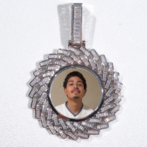 Large 3D Baguette Custom Picture Pendant