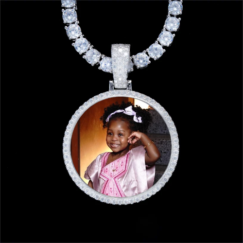 925S & VVS Moissanite 3D Circle Custom Picture Pendant