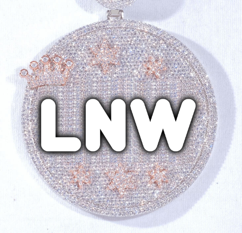CUSTOM LETTER NECKLACE 3D BIG CROWN DISC