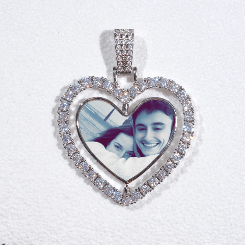 3D Spinning 2-Faced Heart Custom Picture Pendant
