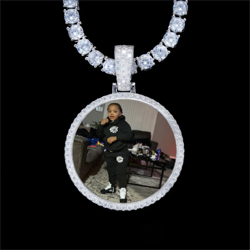 925S & VVS Moissanite 3D Circle Custom Picture Pendant