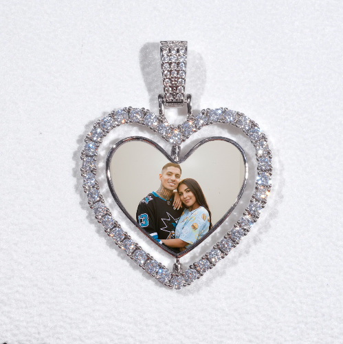 3D Spinning 2-Faced Heart Custom Picture Pendant