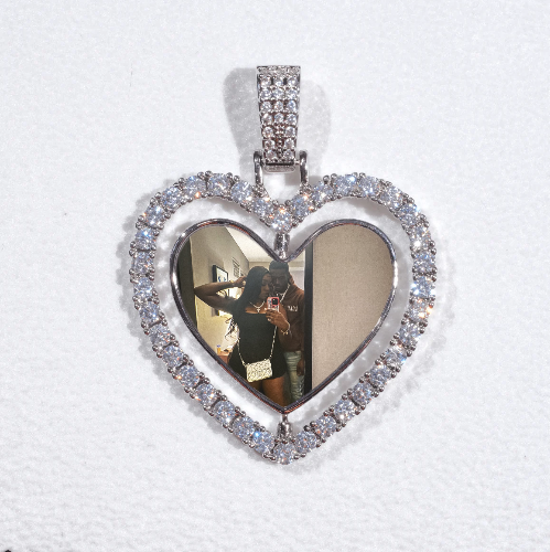 3D Spinning 2-Faced Heart Custom Picture Pendant