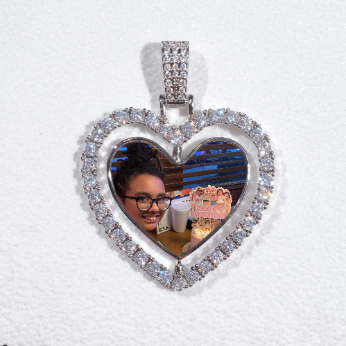 3D Spinning 2-Faced Heart Custom Picture Pendant