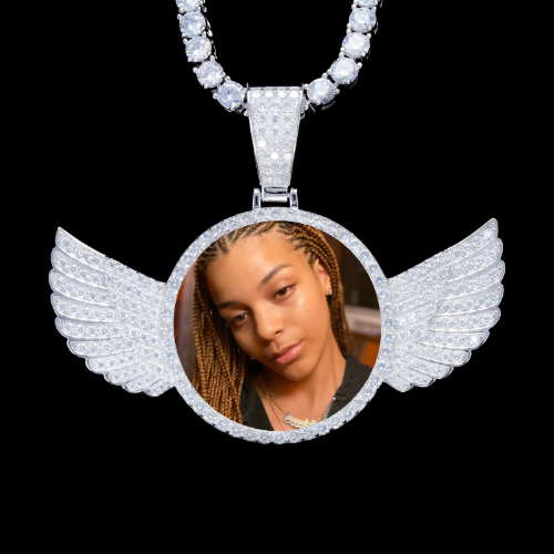 925S & VVS Moissanite 3D Wing Custom Picture Pendant