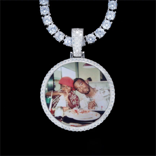 925S & VVS Moissanite 3D Circle Custom Picture Pendant