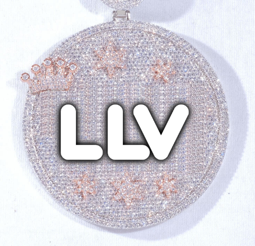 CUSTOM LETTER NECKLACE 3D BIG CROWN DISC