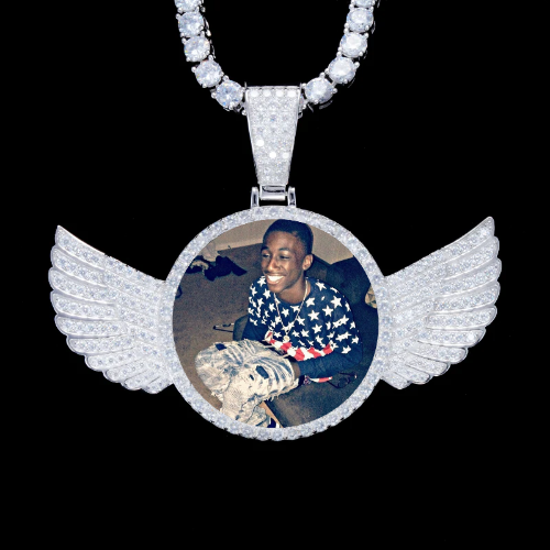 925S & VVS Moissanite 3D Wing Custom Picture Pendant