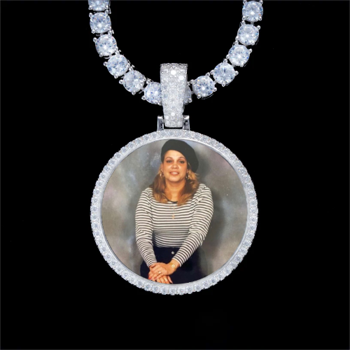 925S & VVS Moissanite 3D Circle Custom Picture Pendant
