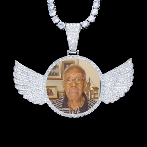 925S & VVS Moissanite 3D Wing Custom Picture Pendant