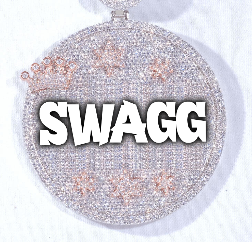 CUSTOM LETTER NECKLACE 3D BIG CROWN DISC
